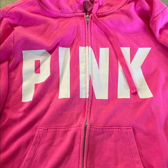 PINK Victoria's Secret Hot Pink Zip-Up Hoodie - Picture 2 of 7